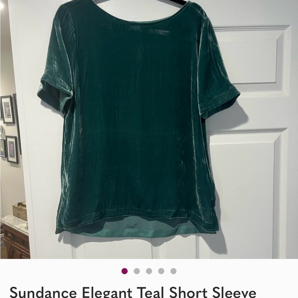 Sundance Velvet Short Sleeve Top in Deep Teal